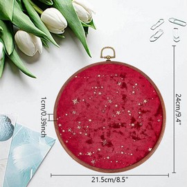 DELORIGIN Wall Hanging Pin Display Stand Jewelry Badge Display Collection Board Corduroy Wall Hanging Brooch Round Pin Board for Jewelry Collectibles Display Wall Decoration DIY Red