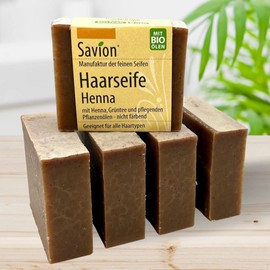 Savion 4+1 Organic Hair Soap Henna, Vegan, Handmade, Palm Oil Free, Plastic-Free, 5 x 85 g