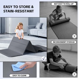 LVME Foldable Yoga Mat, Extra Thick 10mm, 76"x26"Extra Long