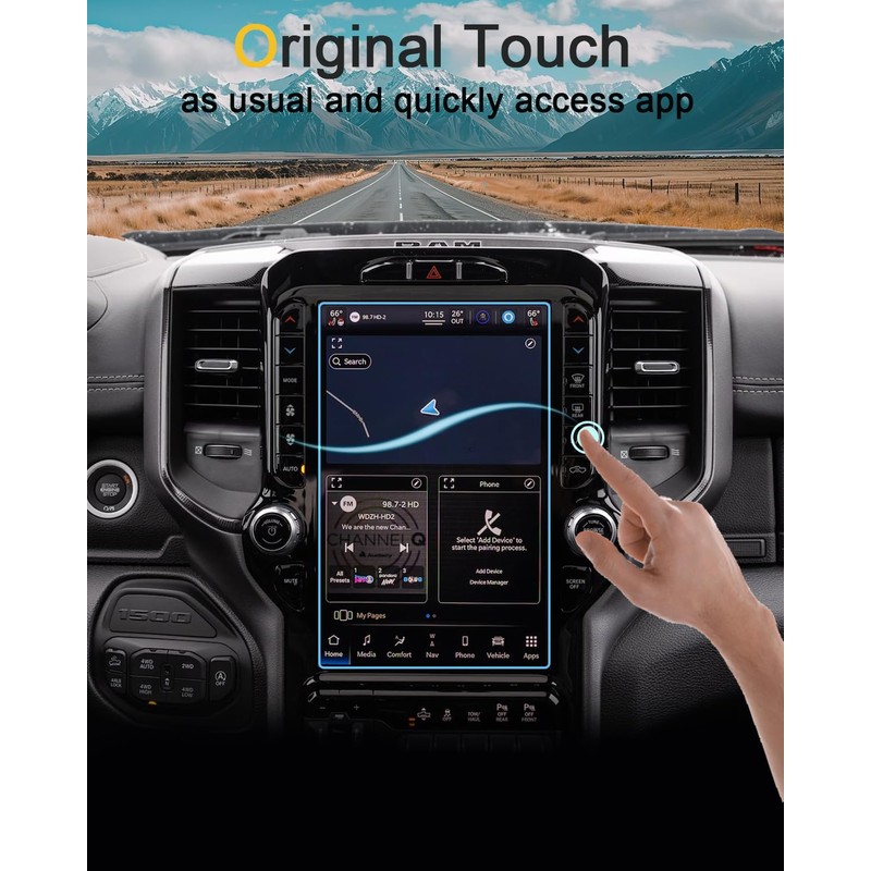 KOOGEN Tempered Glass Screen Protector for Dodge Ram 1500 2019-2025,Infotainment