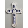 Della Robbia Madonna and Child White Blue 9 inch Decorative Wall Cross