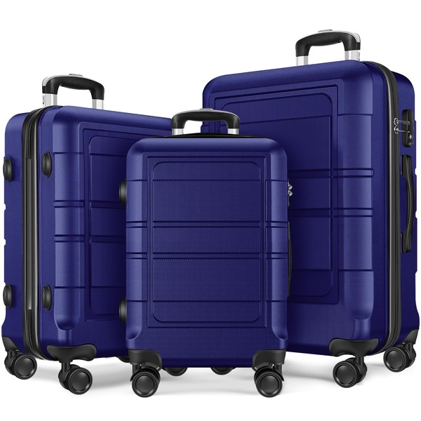 Axidou Luggage Sets with Spinner Wheels (20/24/28 Inch), PC+ABS Suitcase