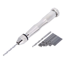 Hand Drill Model Building, Hand Drill Without Power, Hand Drill Wood, Silver 0.3 mm-3.6 mm Twist Drill Bit with 25 Pieces HHS Drills for Crafts, Hanging Jewellery or Souvenir Making
