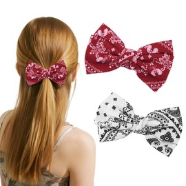 Bandana Hair Bow for Women Ribbon Hair Bows Paisley Hair Clip Hair Bow Barrettes for Women Girls Birthday Christmas Gifts for Daughter Sister French Barrette Hair Clips 2Pcs
