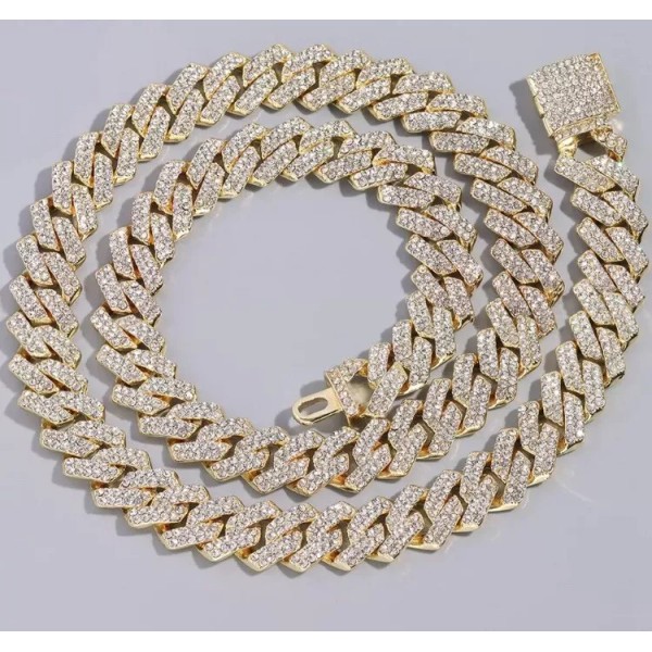 Miami Cuban Link Chain Necklace 2 Row 20” Gold Color