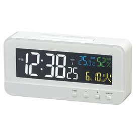 Mag T-684WH Radio-controlled Alarm Clock, Color Herbs, 4 Color Digital LCD Display, White