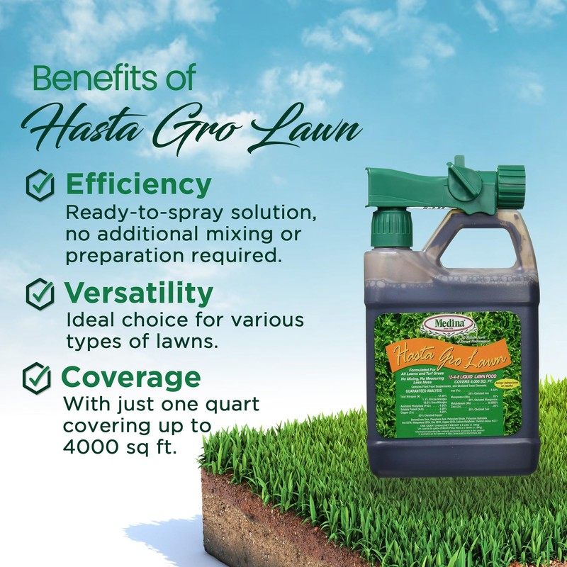 Medina HastaGro Liquid Lawn Fertilizer - 12-4-8 Liquid Fertilizer for