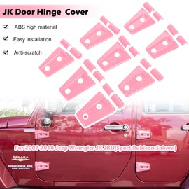 Pink Door Hinge Cover Trim Exterior Accessories for 2007-2018 Jeep Wrangler JK JKU 2&4 Door - 8PCS