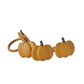 SKL Home Harvest Autumn Pumpkins Napkin Ring Set, Orange, 4 Count