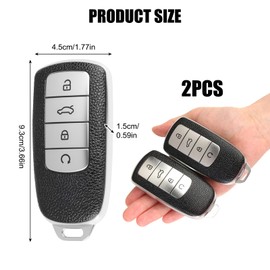 2Pcs Smart Car Key Fob Cover Case Soft TPU Remote Car Key Cover Keychain Protector Replacement Holder Compatible with Chery Omoda 5 Noble Accessories Tiggo 8 Pro 8 Plus jaecoo 7 (Silver)