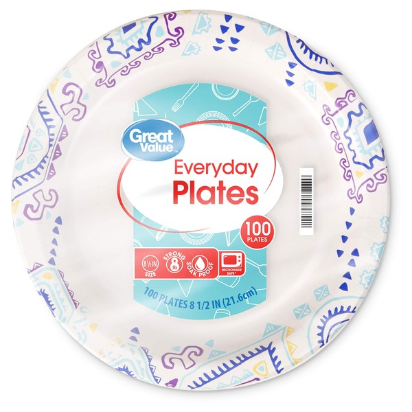 Great Value 8 5/8" Heavy Duty Premium Party Paper Plates, 200 ct