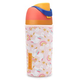 Cute Sleeve for Owala Kids FreeSip 16 oz, Thick Neoprene Cover Compatible with Owala 16 oz, Water Bottle Scratch Resistant Sleeve for Boys Girls to School (Rainbow Unicorn, 16 Ounces)