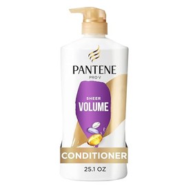 Pantene Conditioner, Sheer Volume - 72-Hour Fullness, Lightweight Nourishment with Pro-Vitamin B5 + Antioxidants, Fine, Thin, Color-Treated Hair, Paraben Free, Strengthens Bonds, 25.1 Fl Oz