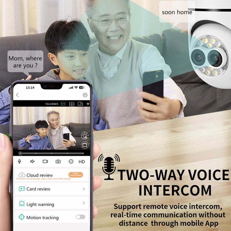 Dual Lens Camera 110 to 250V Sound and Light Alert