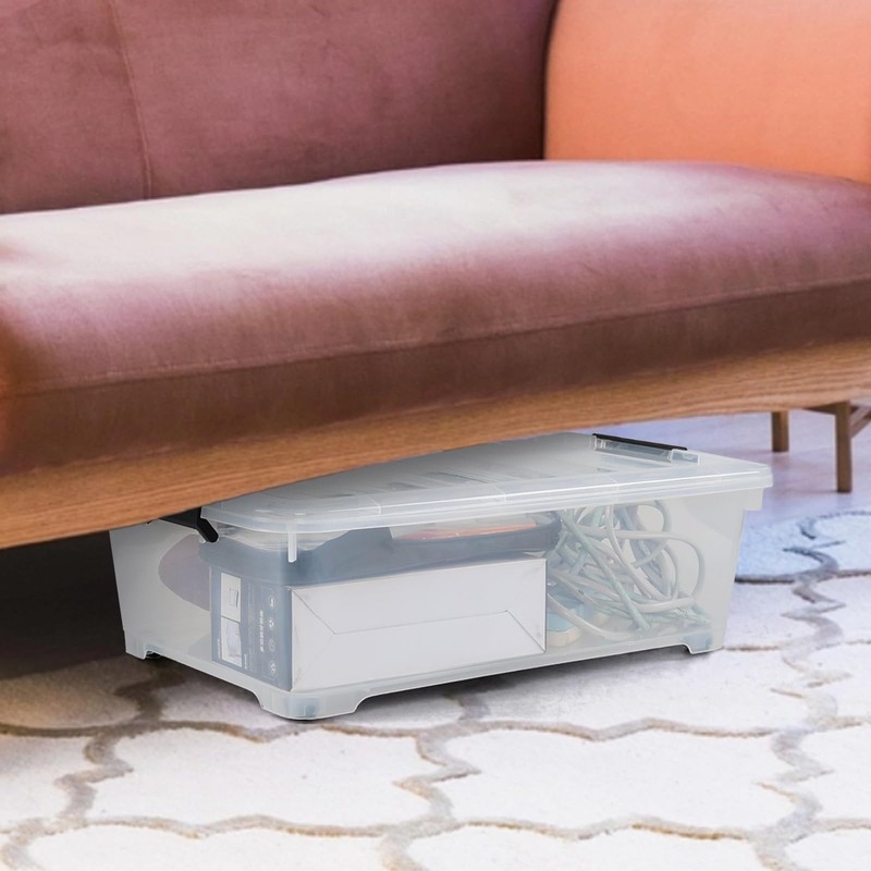 Yuright 20 L Clear Plastic Under Bed Storage Box Container,