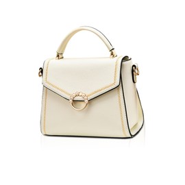 NICOLE & DORIS Women Small Handbags Crossbody Bag Fashion Top Handle Bags Pearl Shoulder Bag PU Leather Messenger Bags Purse Phone Bag White