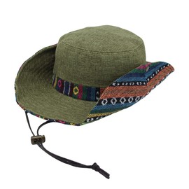 WITHMOONS Mens Wide Brim Boonie Bush Hat Aztec Pattern Outdoor Fishing Bucket Hat KR81416 (Green)