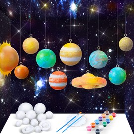 Innconee 36 Solar System Model Project Kit Include 14 Solar System Foam Balls 12 Pigment 2 Brushes DIY Polystyrene Spheres Balls for Outer Space Planet Foam Kids School Science Projects