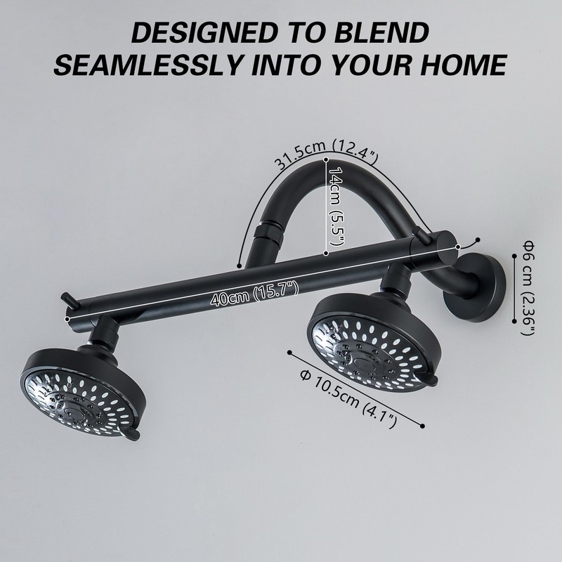 BEIYI Dual Double Shower Head for Couples, High Pressure 5