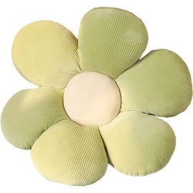LANFIRE Flower Throw Pillow Seating Cushion Floor Pillow Cushion Flower Shape Bed Sofa Chair Car Seat Nap Throw Cushion (15 inch, Green)