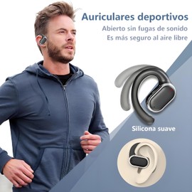 JMHRJKL Oído Abierto Audífonos Bluetooth 5.3, Audífonos Inalámbricos Deportivos, Transmisión de Sonido direccional, Sonido estéreo panorámico, 50 Horas de reproducción, Resistencia al Agua IPX5