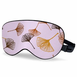 Vnwoalu Dark Orange Leaves Sleep Eye Mask Colorful Abstract Doodle Leaves Men Women Sleep Mask with Adjustable Strap Eye Cover Eye Shade for Travel, Nap,Meditation