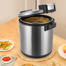 Commercial Rice Warmer, 6 Gallons 110W Electric Rice Warmer with 2 Temperature Settings, Stainless Steel Heavy Duty Food Warmer, Non-stick Inner Pot for Parties, Festival Banquets, Catering