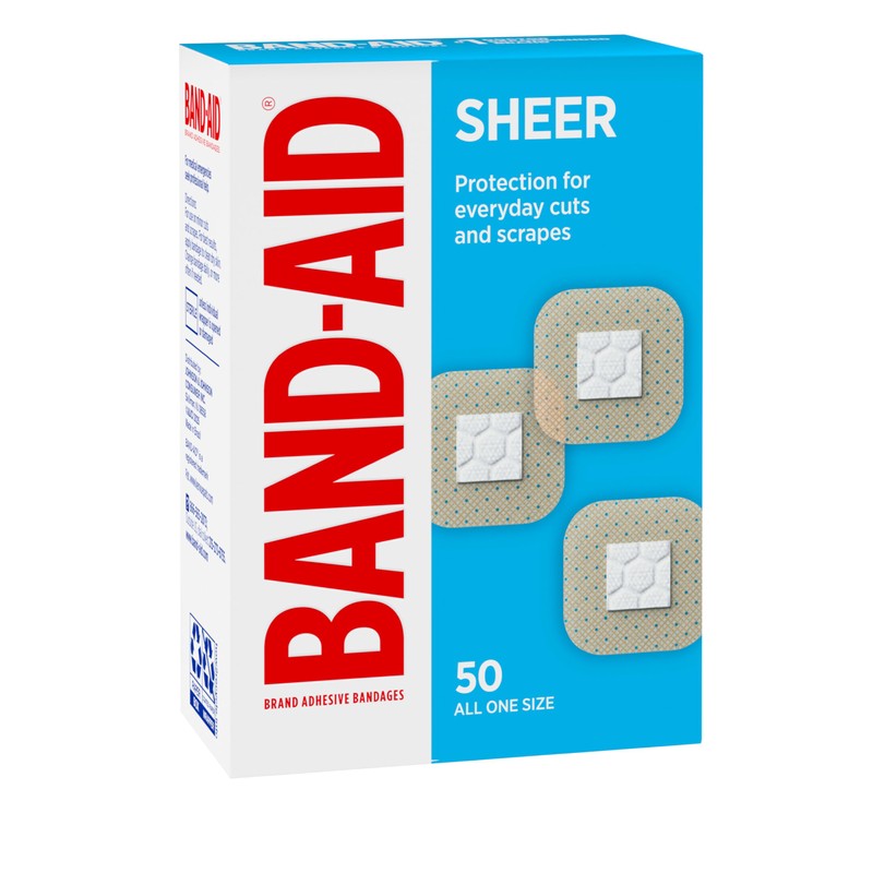 BAND-AID Brand Sheer Spots Adhesive Small Square Bandages, Sterile, Individually