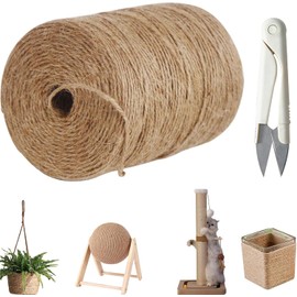 Mecate de Yute, Natural Trenzada de 2mm x 200m, Cordel de Yute Natural, para Manualidades, Envolver de Regalos, Materiales de Embalaje, Aplicaciones de jardinería