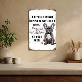 OVAcational Funny French Bulldog Kitchen Metal Signs,Funny French Bulldog Tin Sign,French Bulldog Decorative For Kitchen, French Bulldog Gifts For Dog Lover 8x12 Inch