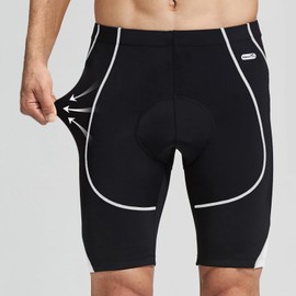 Santic Pantalones cortos de ciclismo para hombre de ciclismo de bicicleta pantalones medio 4D Coolmax acolchado blanco XL
