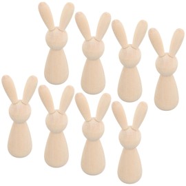 EXCEART Peg Rabbits Wooden 10 Pcs Unfinished Wooden Rabbit Wooden Peg Figures Animal Doll Bodies for DIY Craft Art Home Party Decoration Unfinished Wooden Peg Rabbits