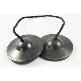 NHZ Tingsha Tibetan 3.2" Bell (Chimes), Cymbals with free Silk Case (Dark(Antique Color))