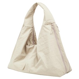 Slouchy Nylon Hobo Bags Women Underarm Shoulder Bag Crescent Crossbody Purses Trendy Large Travel Beach Tote Handbag, White, One Size