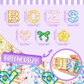 52PCS Floral Letter Patches Self-Adhesive Embroidered Flower Letters Stickers A-Z Alphabet Applique Cute Varsity Patches Stick on Clothing Jackets Backpacks Phone Trucker Hats Bags Repair DIY Crafts