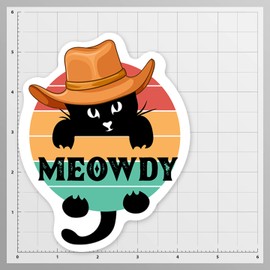 Meowdy Cowboy Cat Funny Vinyl Decal Sticker For Cars Trucks Windows Bumpers Walls Laptops Cups Etc - Peel And Stick Weatherproof Indoor Outdoor Full Color Printed Laminated Vinyl - 5.5 Inches At Largest Point - KCD3495