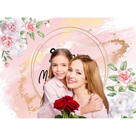 CHAIYA 10x8FT Happy Mother's Day Backdrop Pink Flower Background Mother Festival Party Decoration Banner CY-154