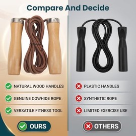 Alomejor Cuerda para Saltar, de, Cuerda para Saltar de Piel de Vaca con Rodamiento Giratorio, para Gimnasio, Entrenamiento Físico en Casa, Ejercicio d
