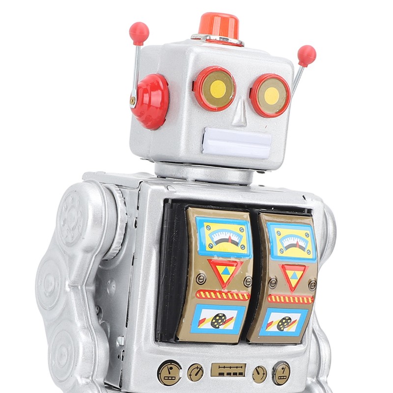 Metal Tin Robot Toy Retro Electric Rotating Figures Model Adult