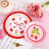 FYSUIMU 50Pcs Red Pink Strawberry Paper Plates Cute Bow Strawberry