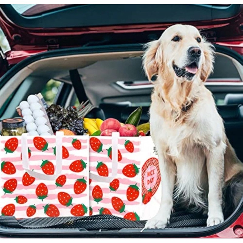 Strawberry Shopping Bags Reusable Grocery Bags 8 PCS in 1