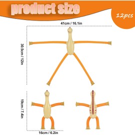 12 Pack Strong Suction Sensory Toys, Pop Tubes Fidget Dinosaur with Telescopic Design, Autism ADHD Stress Relief Toys Kids Creative Learning Toy, Boys Girls Party Favors Toys