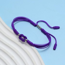 LAMIBEE Purple Infinity Bracelet, Forever Love and Friendship with Multicolor Color, Lucky Tibetan Knot Protection Surfer String Woven For Men Women (Purple), One Size, synthetic-fiber, no gemstone
