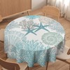 YSWOW Nautical Coastal Tablecloth Beach Starfish Coral Seashell Art Printed
