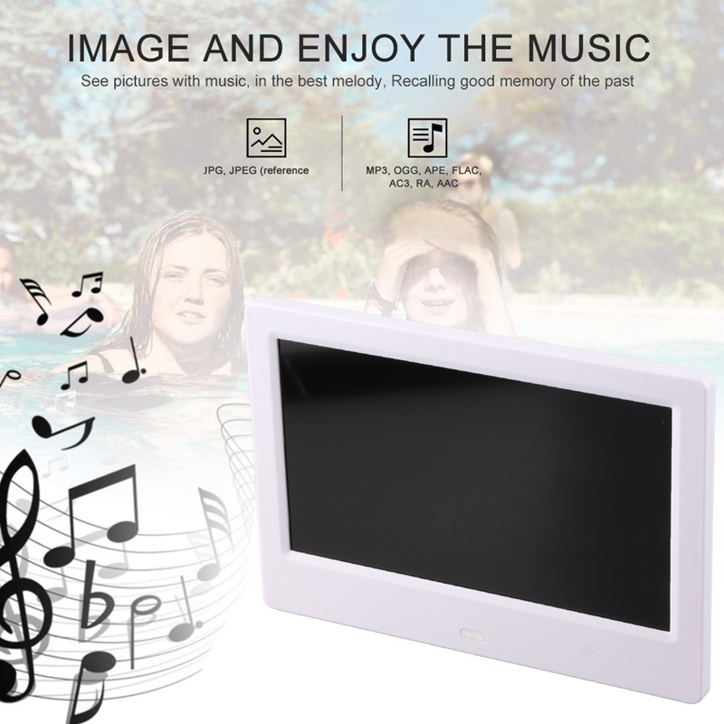 Digital Photo Frame White 7in IPS Screen 1024x600 HD Electronic