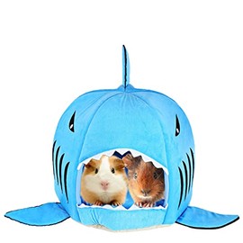 Hamiledyi Guinea Pig Bed,Small Animal Hideout Cave Washable Cotton Warm Sleeping Bed Shark Nest for Dwarf Rabbit Chinchilla Guinea Pig Ferret Hedgehog Gerbil Hamster