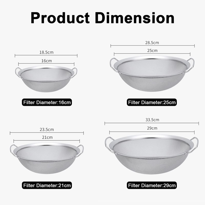 4 Packs Fine Mesh Paint Strainer 60 Mesh Stainless Steel