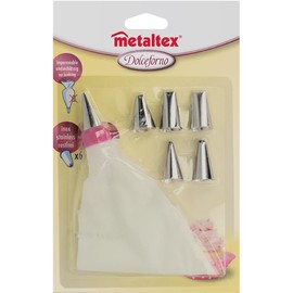 Professional Piping Bag Set 7 Pieces with 6 Piping Nozzles Stainless Steel Cotton Boil-Proof