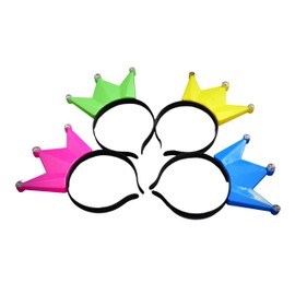 Partyknicklichter Roland Kaiser 4 LED Headbands with Crown in 4 Colours (Pink, Green, Yellow, Blue) for Birthday, Events, Concerts
