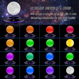 VGAzer Floating Moon Lamp, 16 Colors 20 Models 6 in Levitating Moon Lamp Light Spinning Freely LED with Remoter, Adjustable Brightness for Kids Friends Gifts, Lover, Office Room Decor